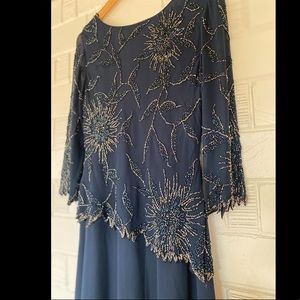 J KARA - Navy Blue beaded evening dress